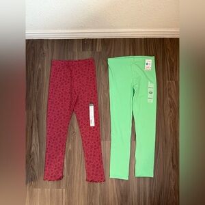 Okie Dokie Burgundy floral Patterned and Green Leggings size 5T-NWT